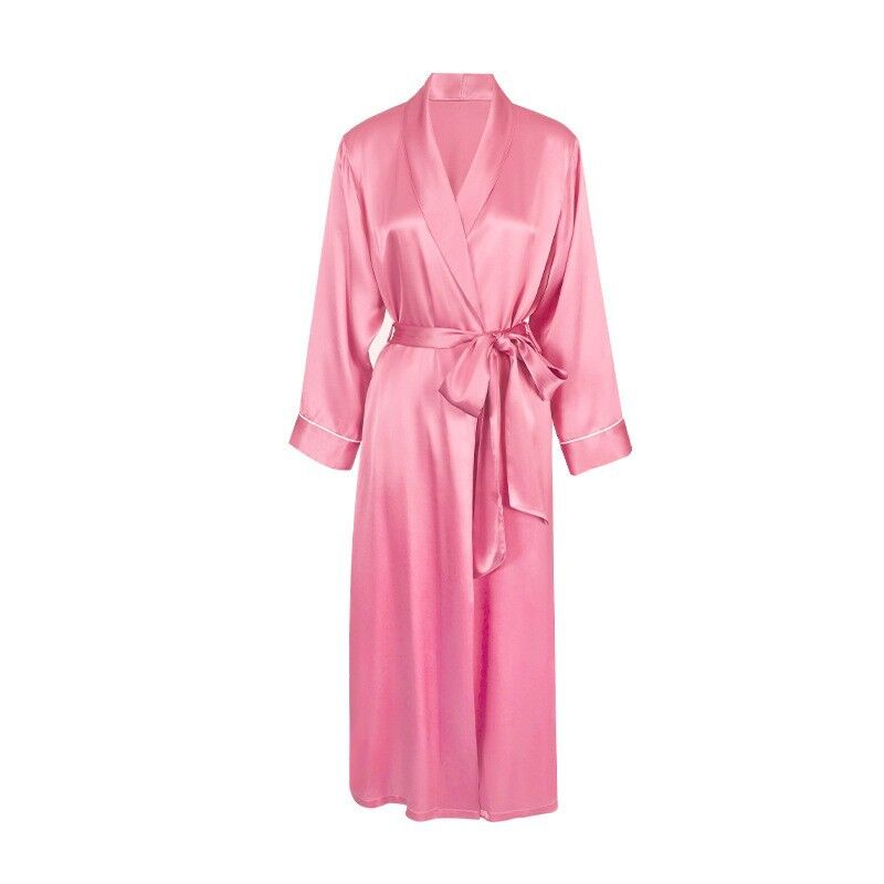 Silk nightgown Ladies bathrobe 100% mulberry silk slim-fit girth morning gown Home dress can be worn outside