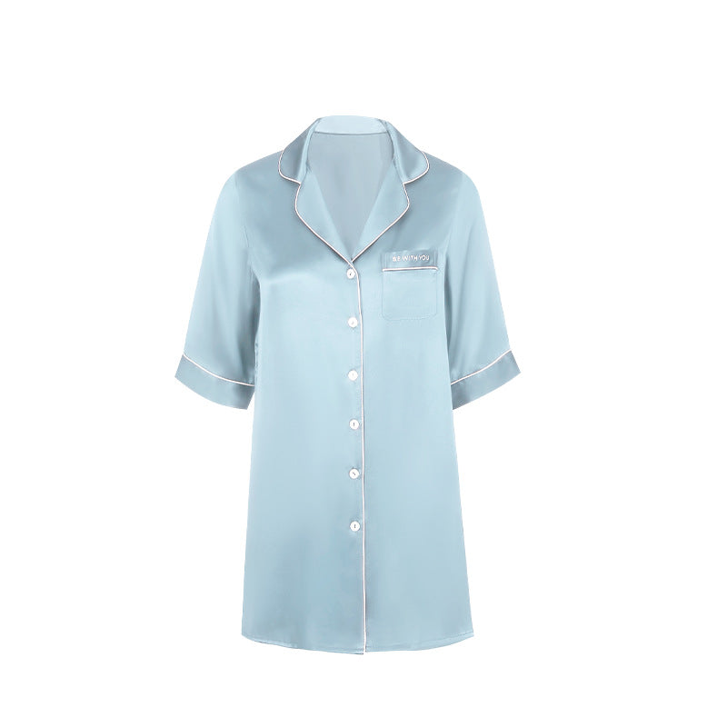 Pure Silk Robe 100% Mulberry Silk Women's Long Shirt Nightgown