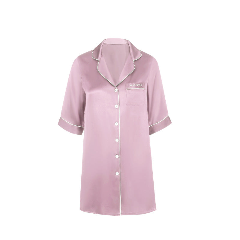 Pure Silk Robe 100% Mulberry Silk Women's Long Shirt Nightgown