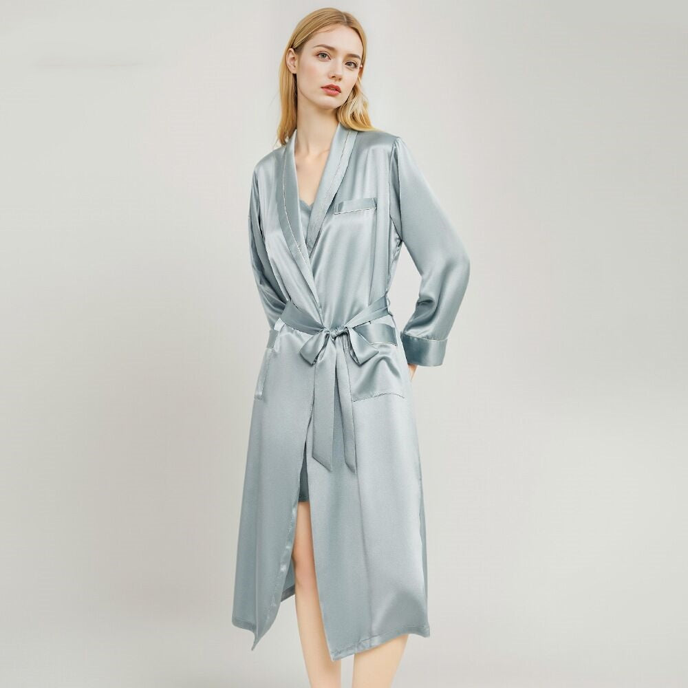 Silk nightgown Ladies luxury Sexy style 100% mulberry silk Morning gown Home wear