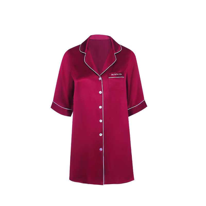 Pure Silk Robe 100% Mulberry Silk Women's Long Shirt Nightgown