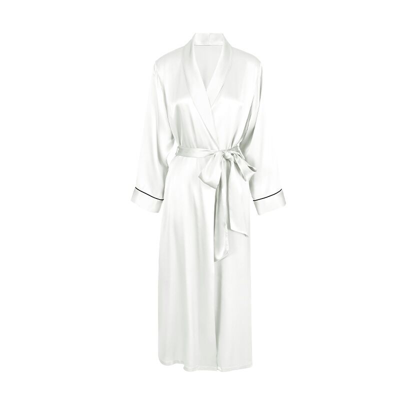 Silk nightgown Ladies bathrobe 100% mulberry silk slim-fit girth morning gown Home dress can be worn outside