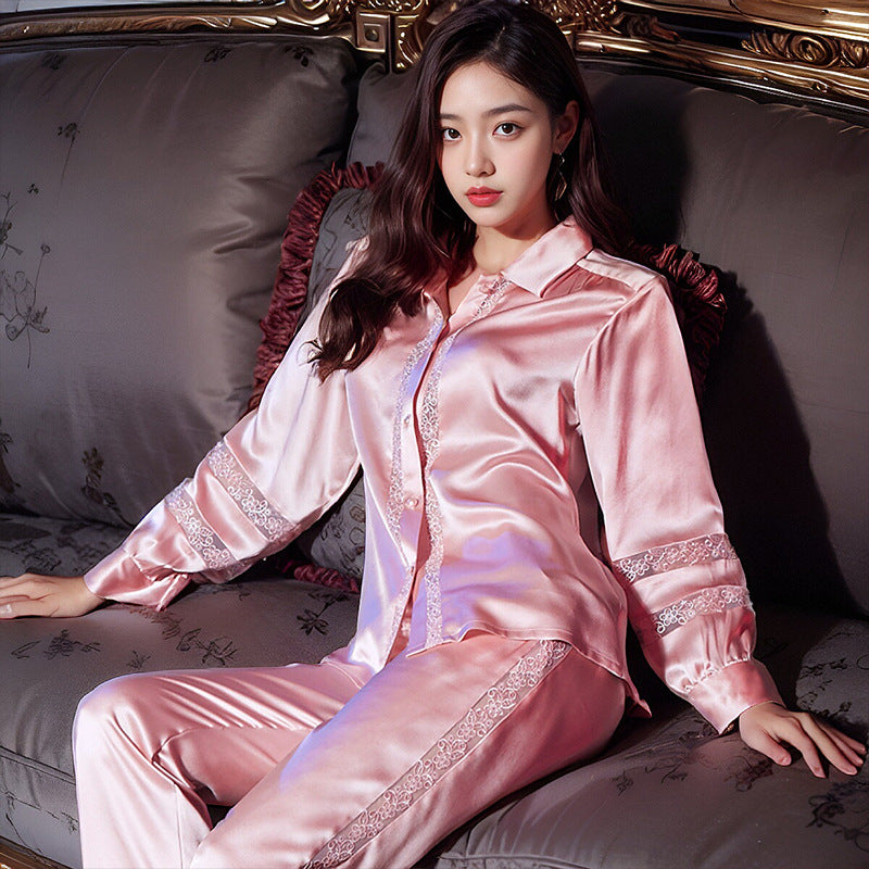 Pure Silk Women's 100% Mulberry Silk Hollow Mature Sexy Long Sleeve Pajamas Nightgown