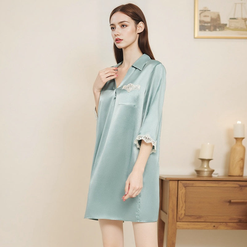Pure Silk Robe 100% Mulberry Silk Belted Wrap Women's Nightgown