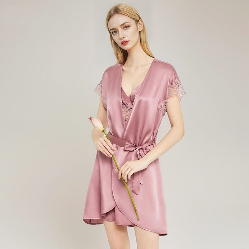 Silk pendant robe set Women 100% silkworm silk sexy home wear