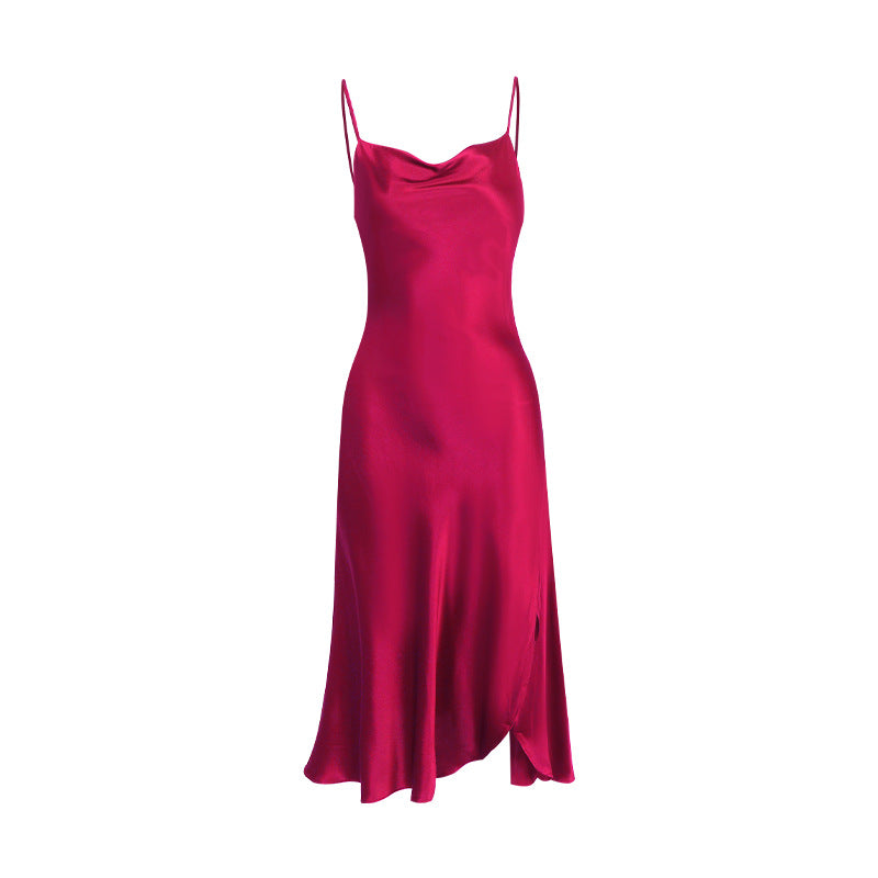 Pure Silk Robe 100% Mulberry Silk Sexy Slit Women's Long Nightgown