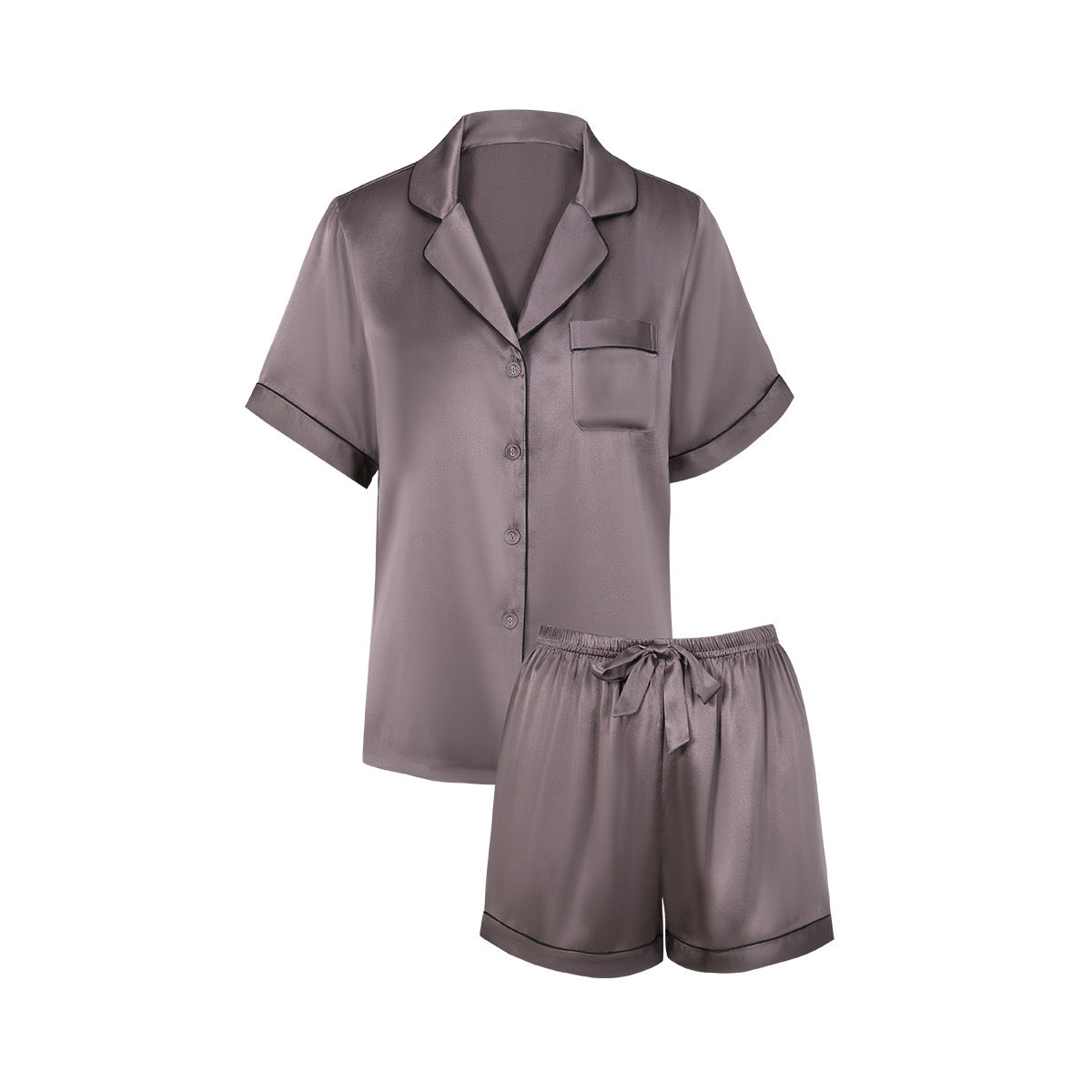 Summer new silk short-sleeved shorts two-piece women's 100% mulberry silk pajamas home wear set