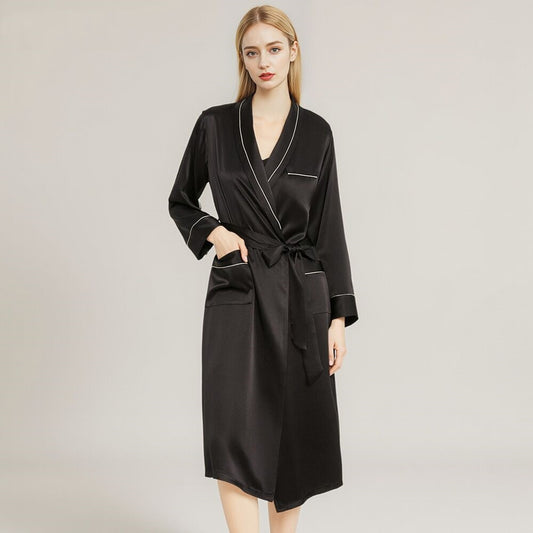 Silk nightgown Ladies luxury Sexy style 100% mulberry silk Morning gown Home wear