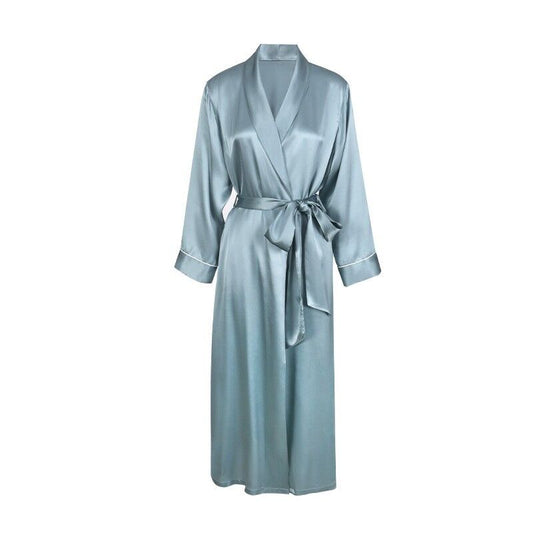 Silk nightgown Ladies bathrobe 100% mulberry silk slim-fit girth morning gown Home dress can be worn outside