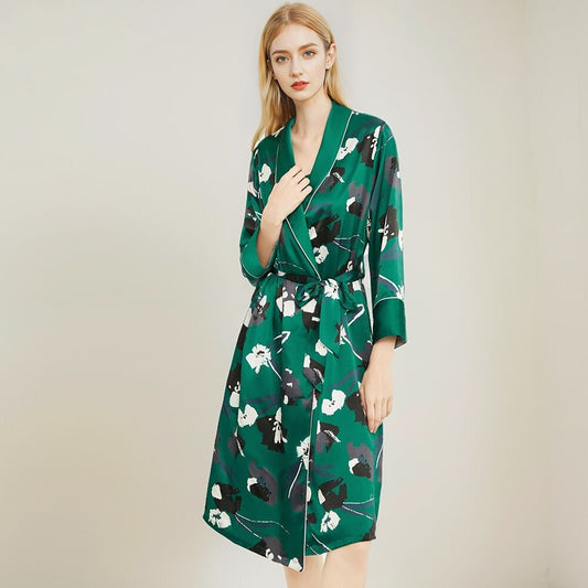 Silk nightgown nightdress two-piece women's 100% mulberry silk morning gown slip dress home suit