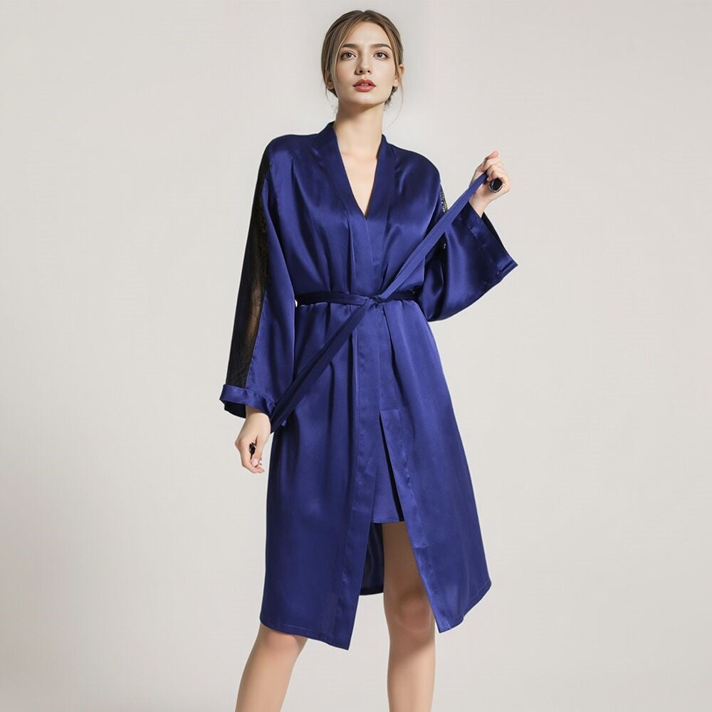 Silk nightgown Ladies luxury Sexy style 100% mulberry silk Morning gown Home wear