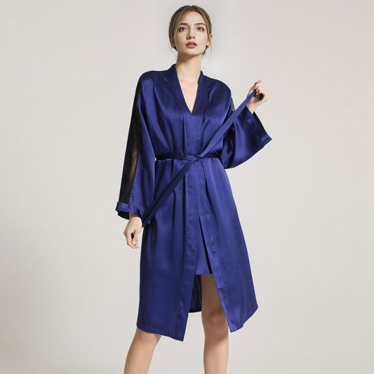 Silk nightgown Ladies luxury Sexy style 100% mulberry silk Morning gown Home wear